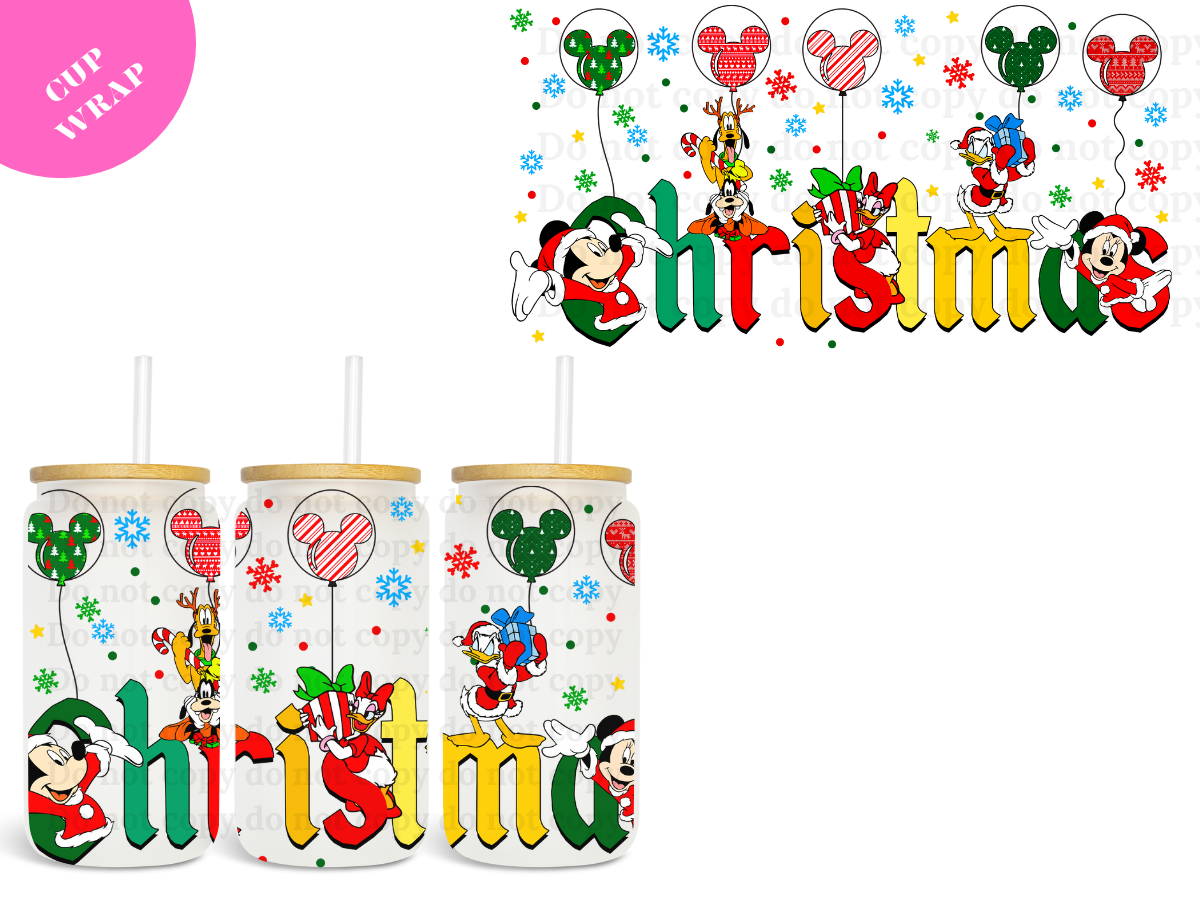 Christmas Balloons 16oz **Sublimation Wrap**