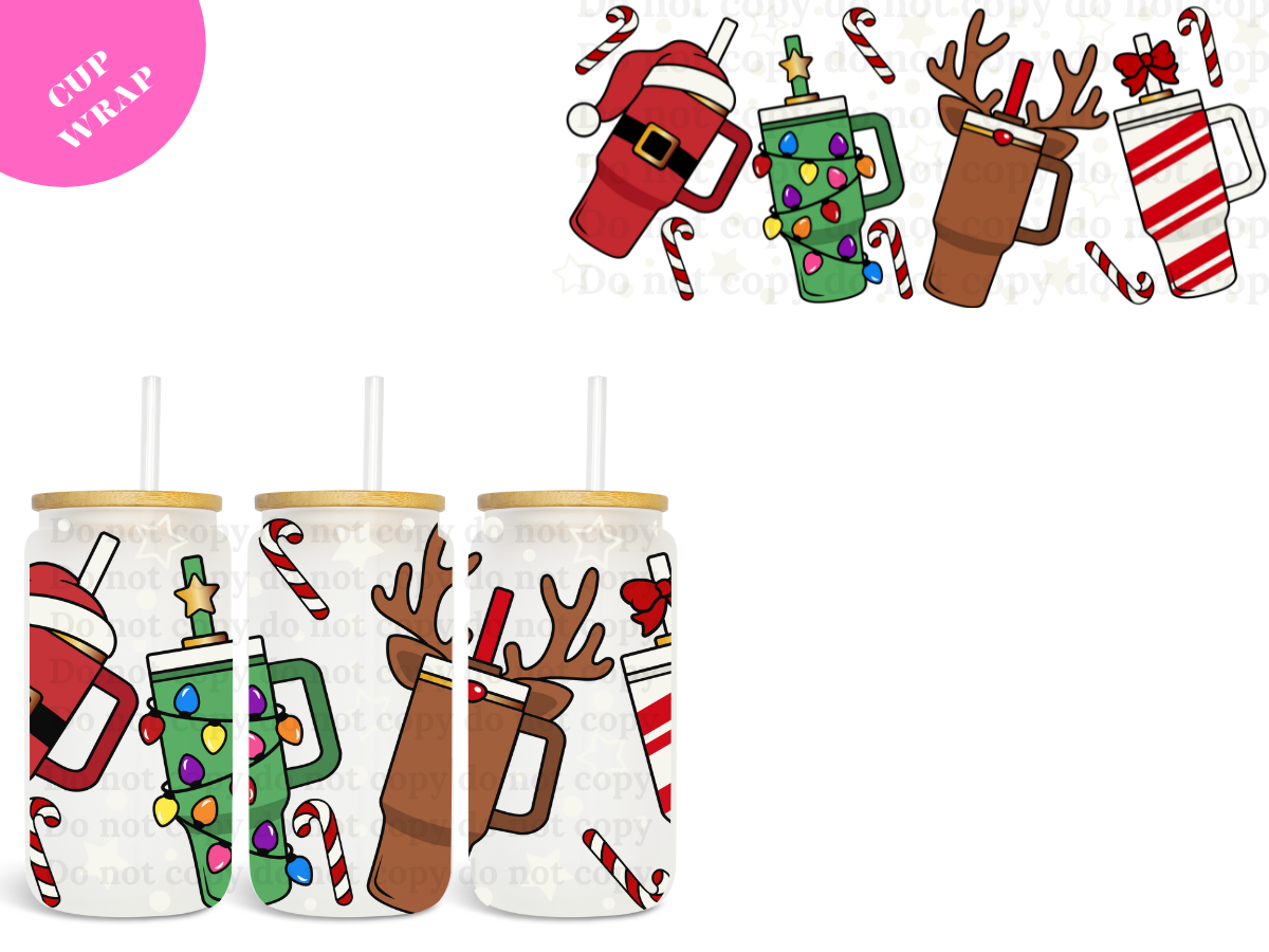 Xmas Coffee Cups 16oz **Sublimation Wrap**