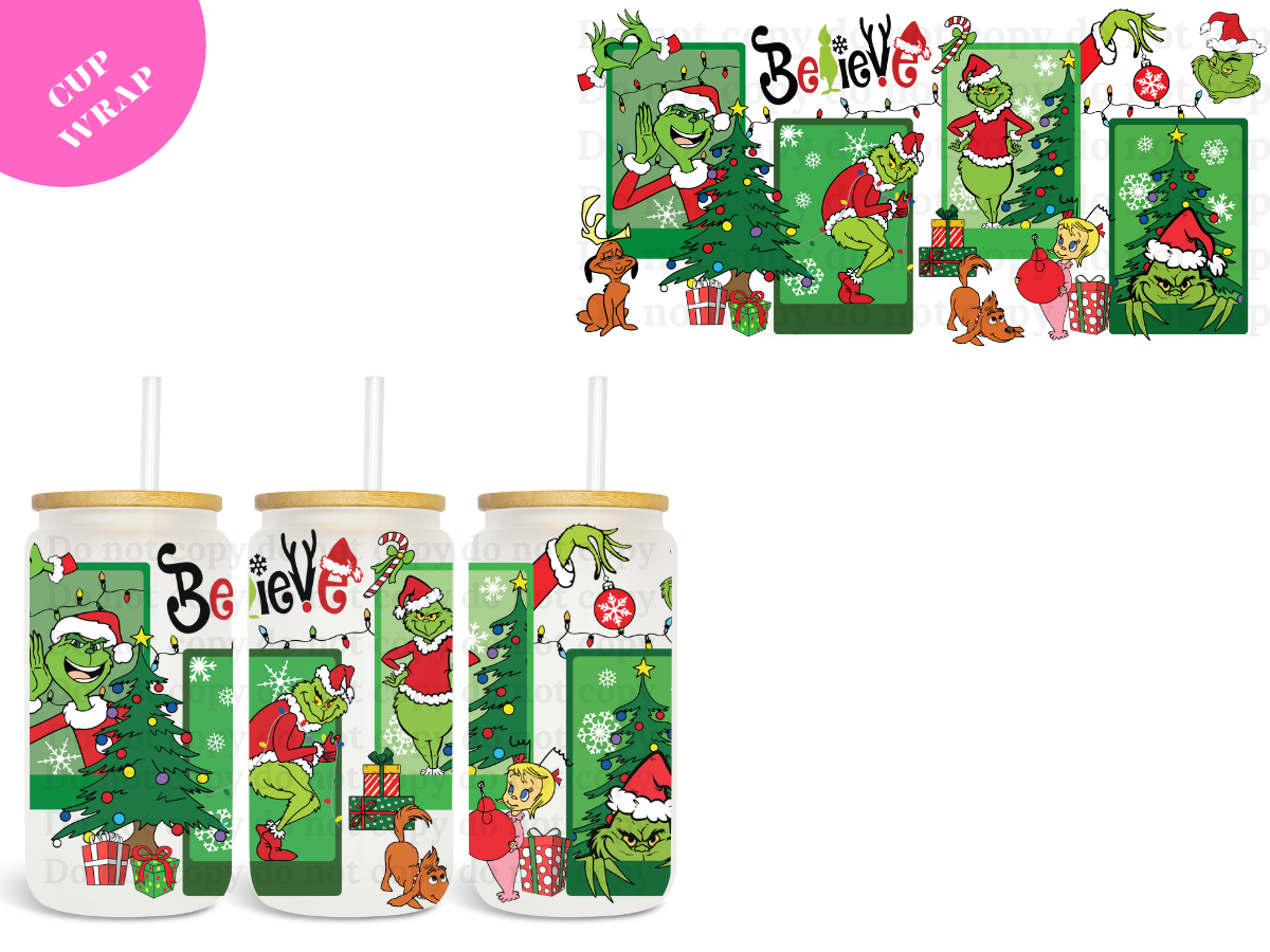 Believe Grinch 16oz **Sublimation Wrap**