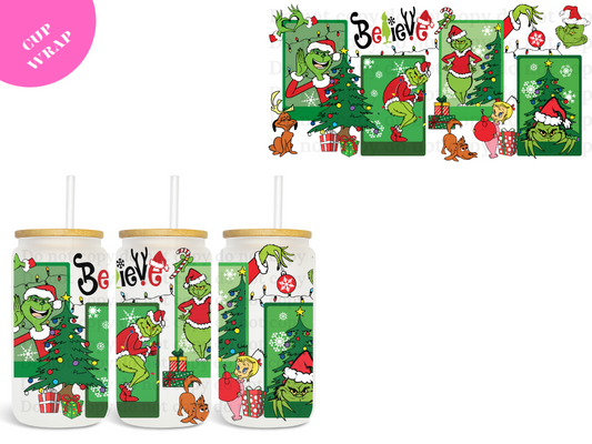 Believe Grinch 16oz **Sublimation Wrap**