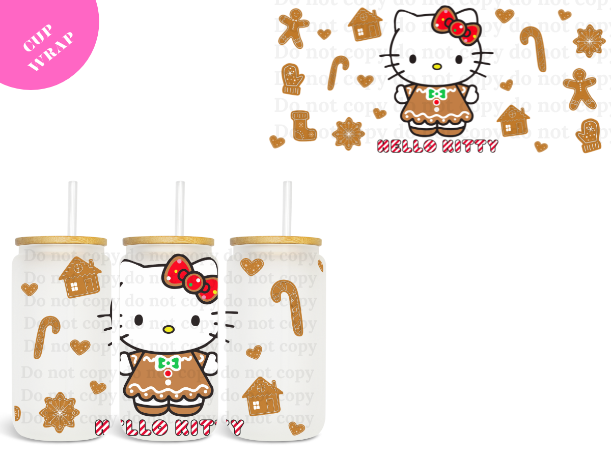 Kitty Gingerbread UV DTF Wrap