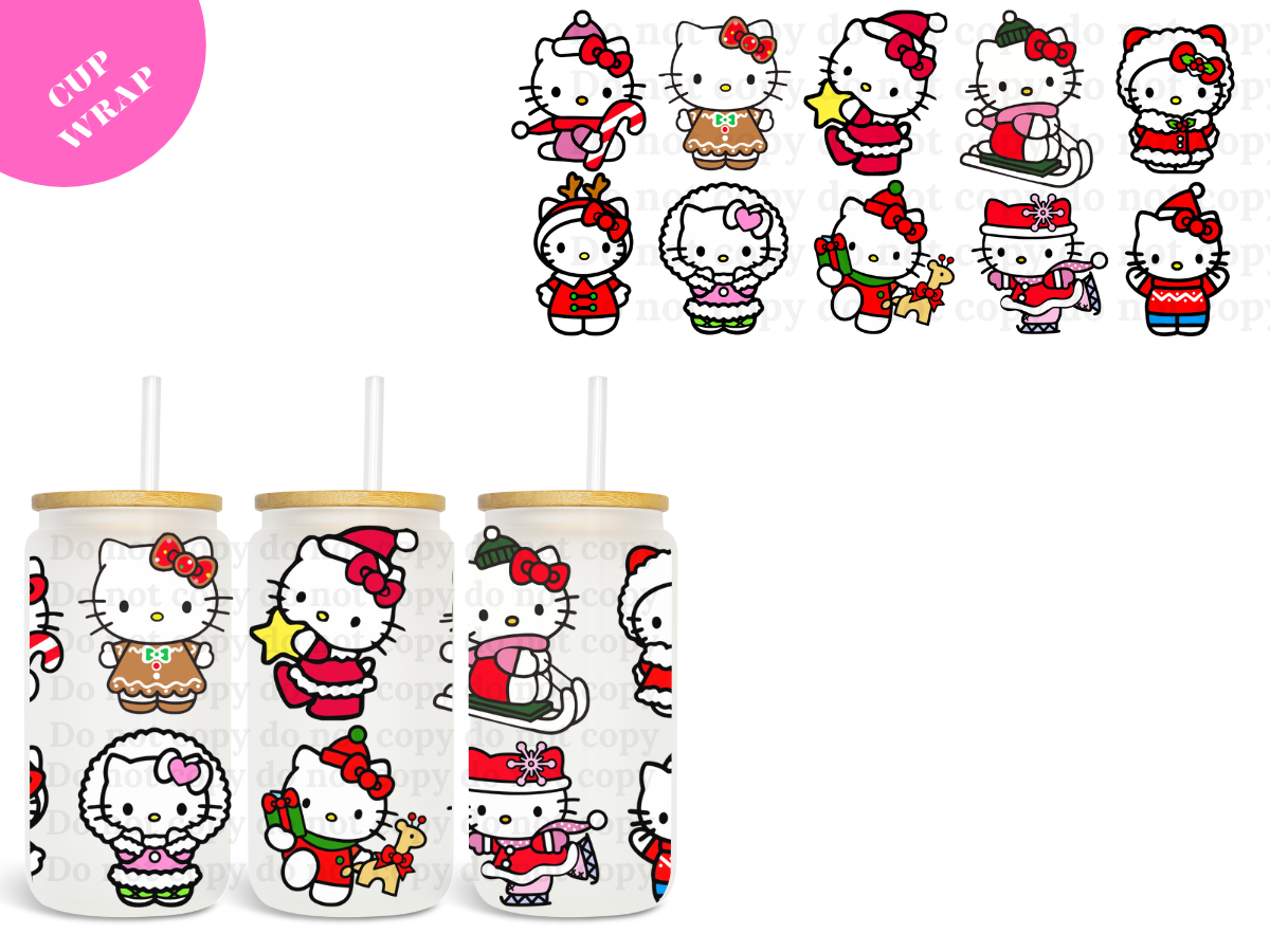 Xmas Kitties 16oz **Sublimation Wrap**