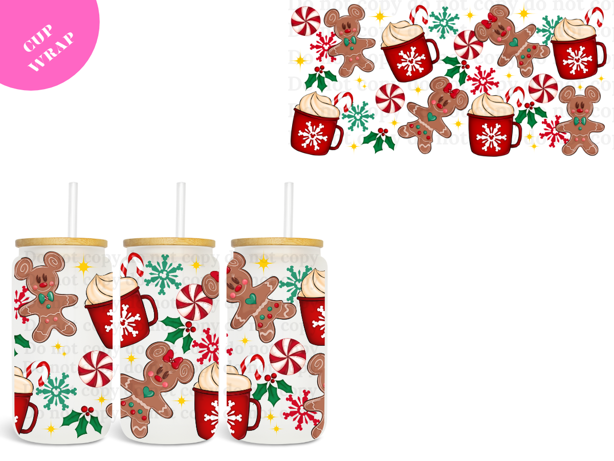 Ears Gingerbread Hot Cocoa 16oz **Sublimation Wrap**