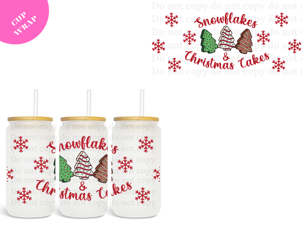 Snowflakes & Christmas Cakes UV DTF Wrap