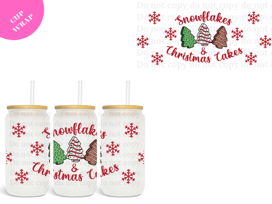 Snowflakes & Christmas Cakes 16oz **Sublimation Wrap**