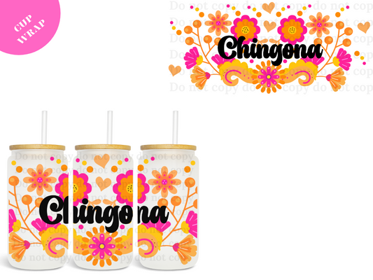 Chingona (pink and orange flowers) UV DTF Wrap