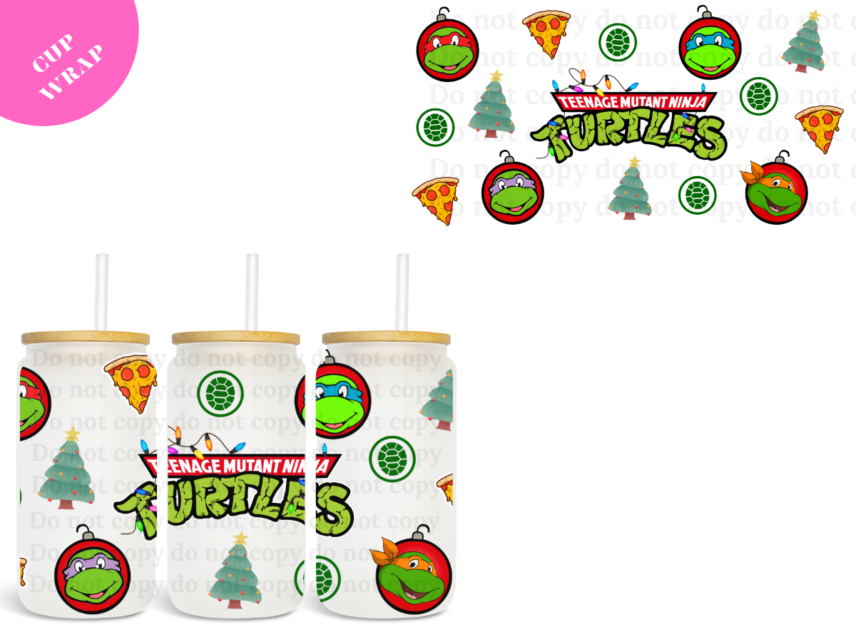 Turtle Xmas 16oz **Sublimation Wrap**