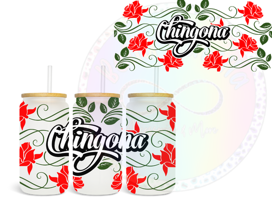 Chingona Red Roses - UV DTF Cup Wrap