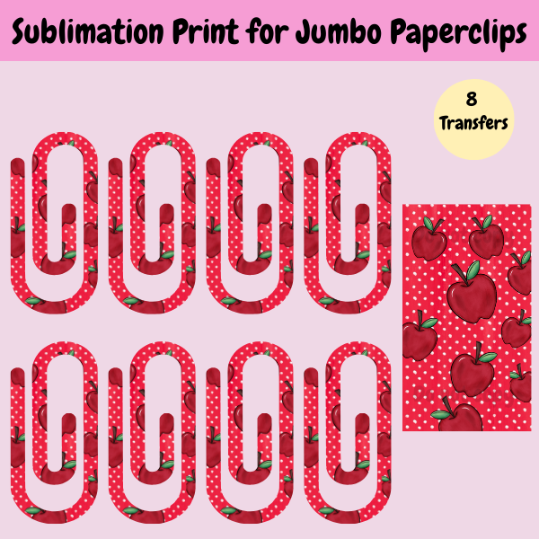 Red Apple Jumbo Paperclip **Sublimation Transfer**