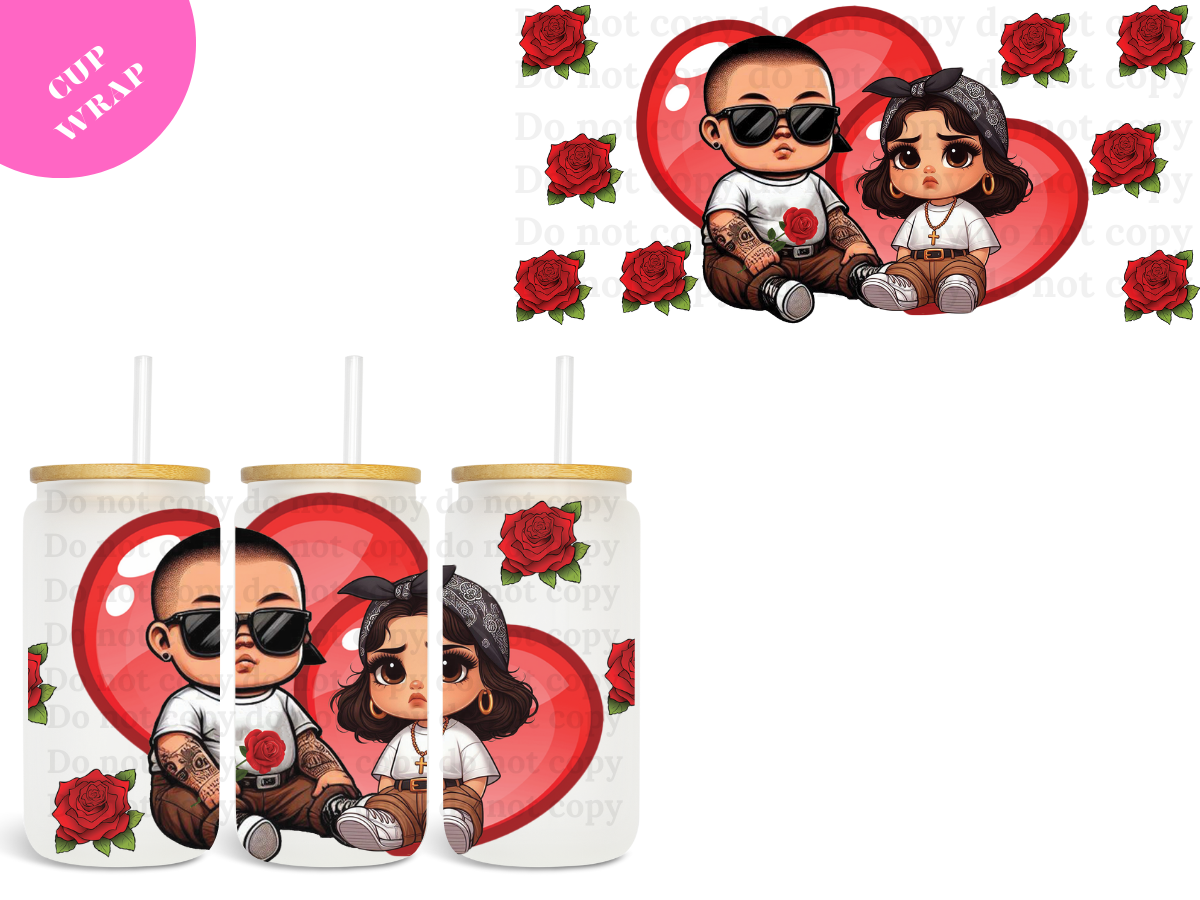 Sad Girl Red Roses 16oz **Sublimation Wrap**