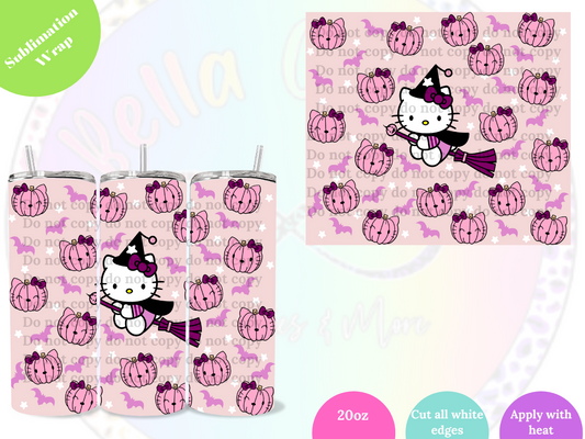 Kitty Pink Halloween 20oz Sublimation Wrap