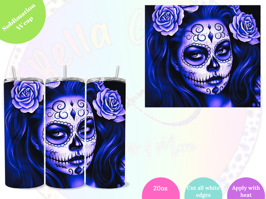 Blue Calavera 20oz Sublimation Wrap