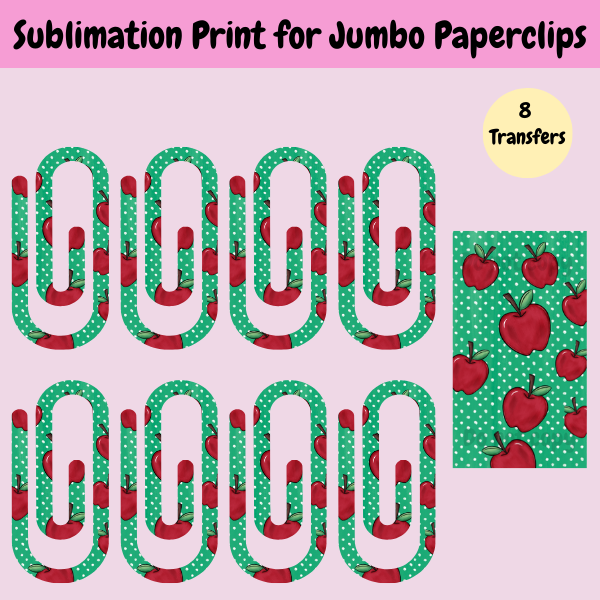 Green Apple Jumbo Paperclip **Sublimation Transfer**