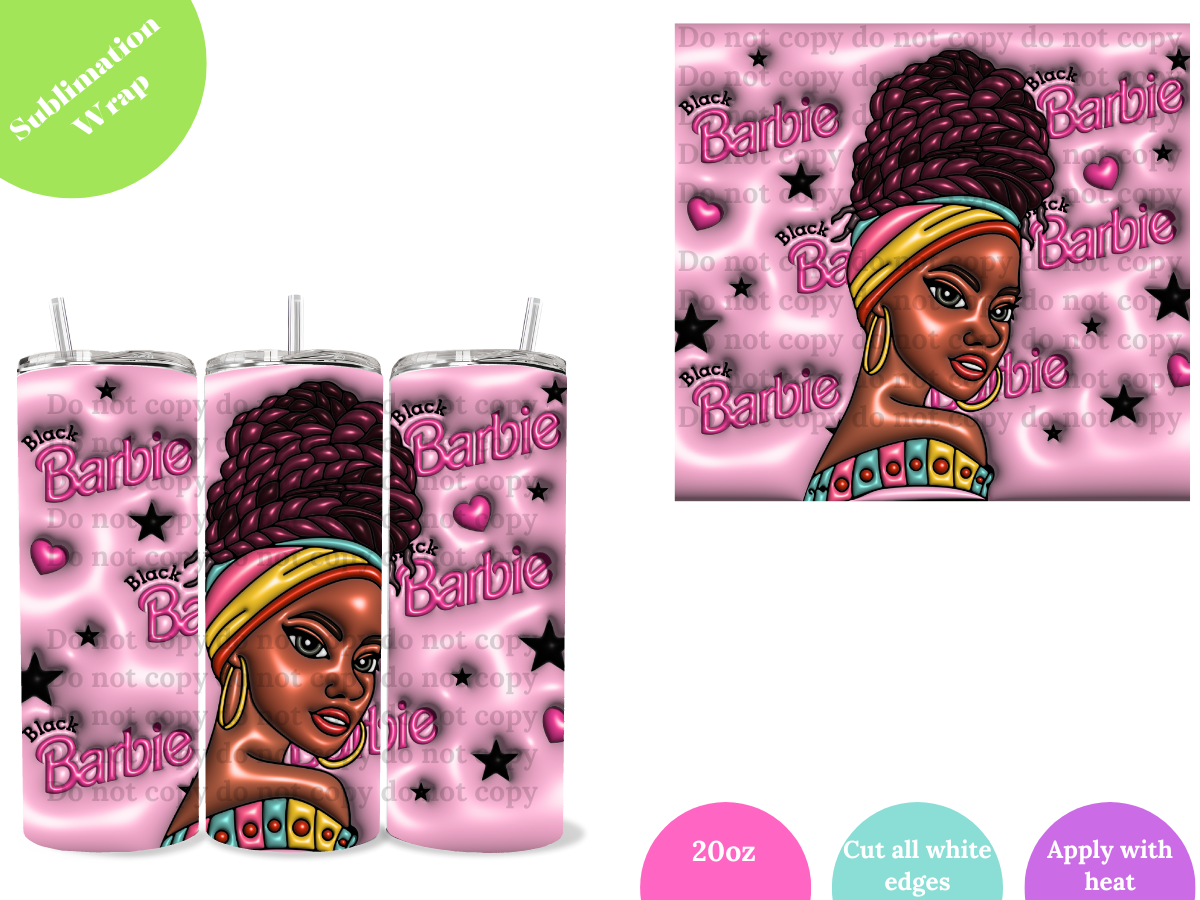 Black Barbie 20oz Sublimation Wrap