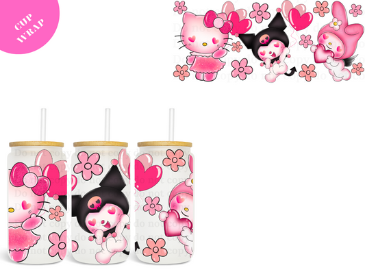 Pink Kitty & Friends UV DTF Wrap
