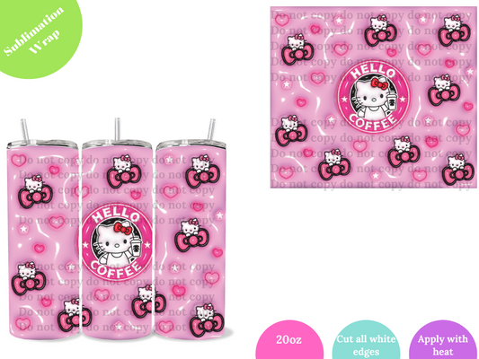 Pink Kitty 20oz Sublimation Wrap