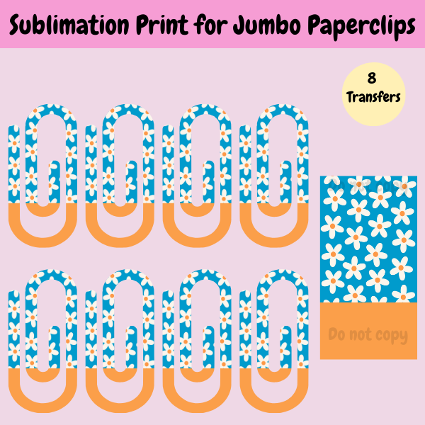 Blue Daisy Jumbo Paperclip **Sublimation Transfer**