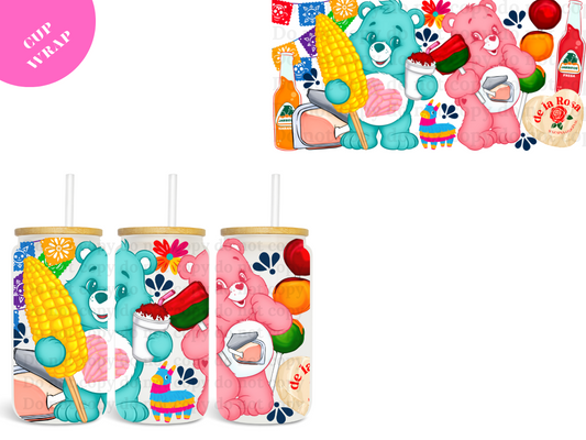 Pink and Blue Bear Candy UV DTF Wrap