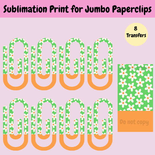 Green Daisy Jumbo Paperclip **Sublimation Transfer**