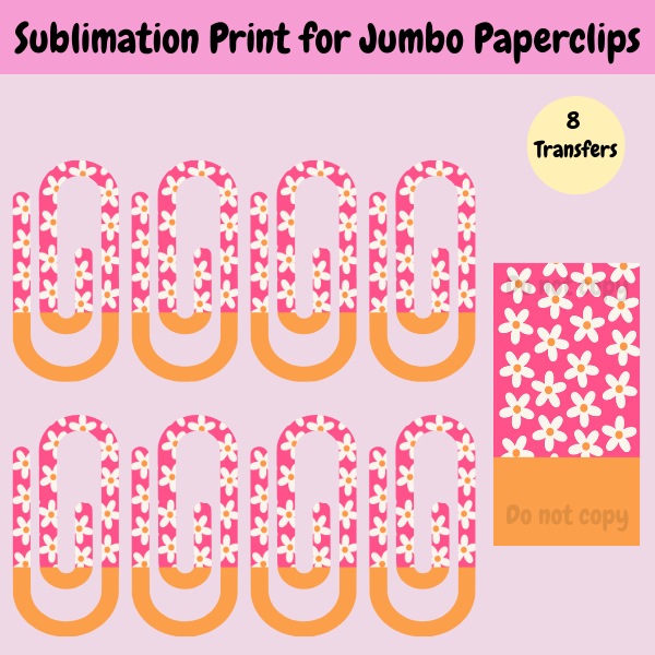 Pink Daisy Jumbo Paperclip **Sublimation Transfer**