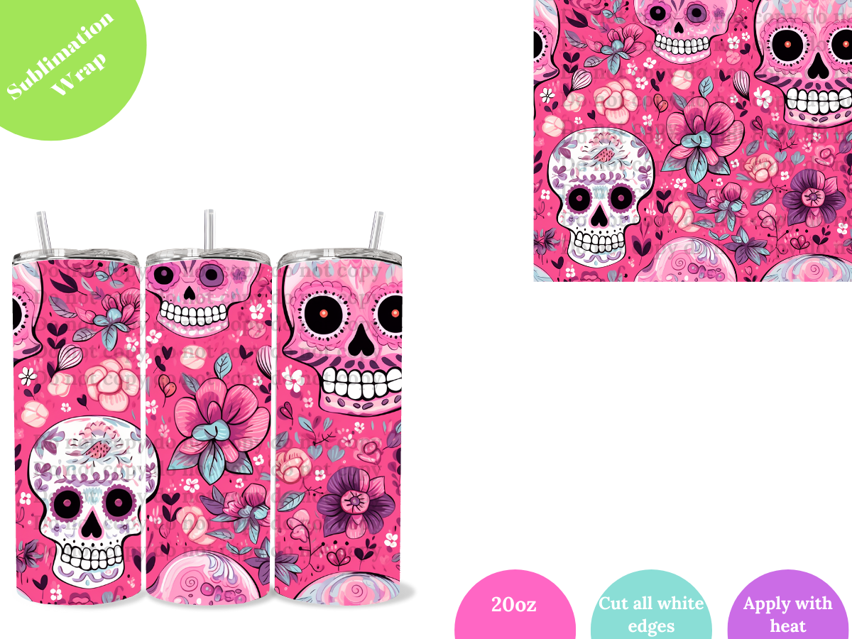 Pink Skulls **Sublimation Wrap**