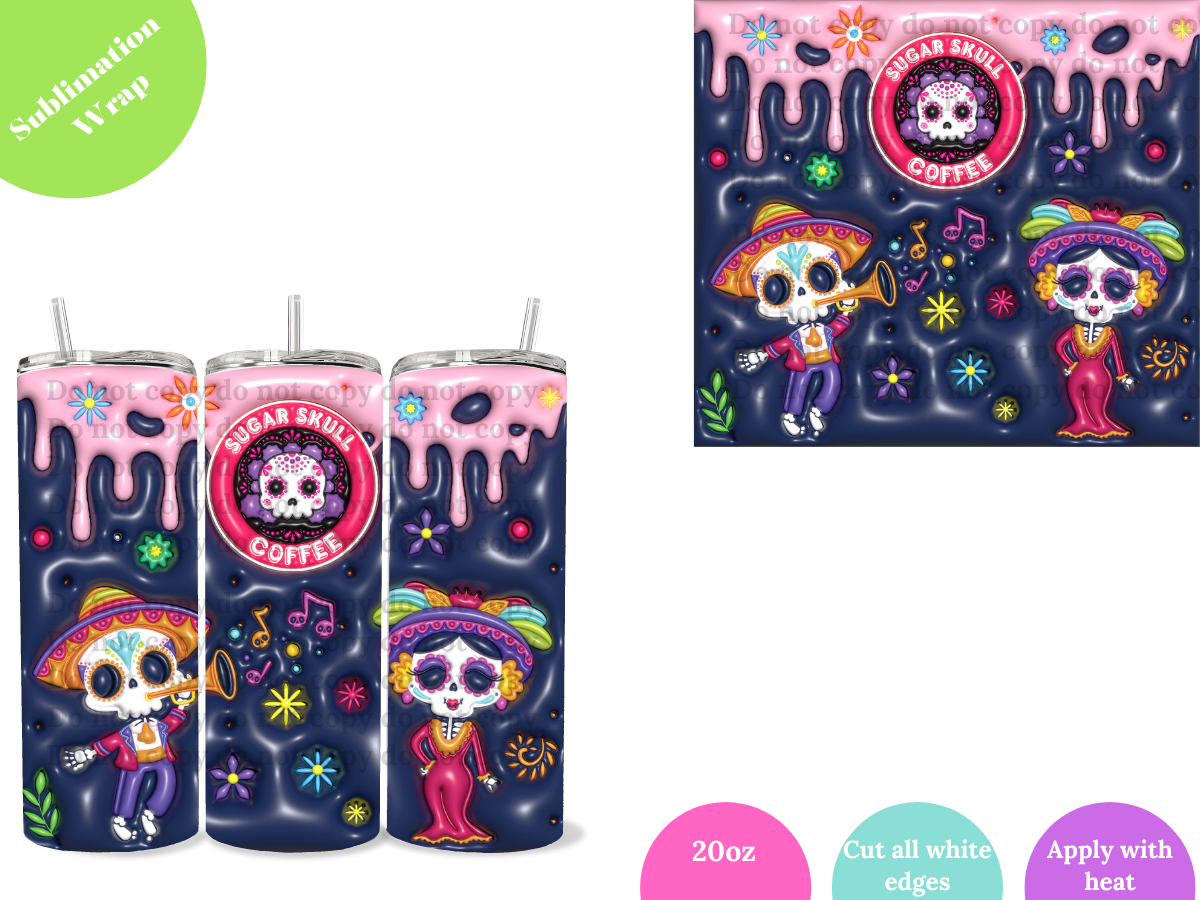 Sugar Skull Coffee **Sublimation Wrap**