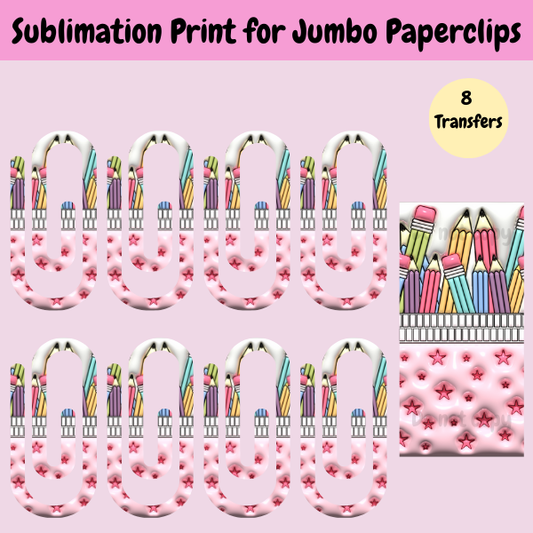 Colorful Pencils Jumbo Paperclip **Sublimation Transfer**