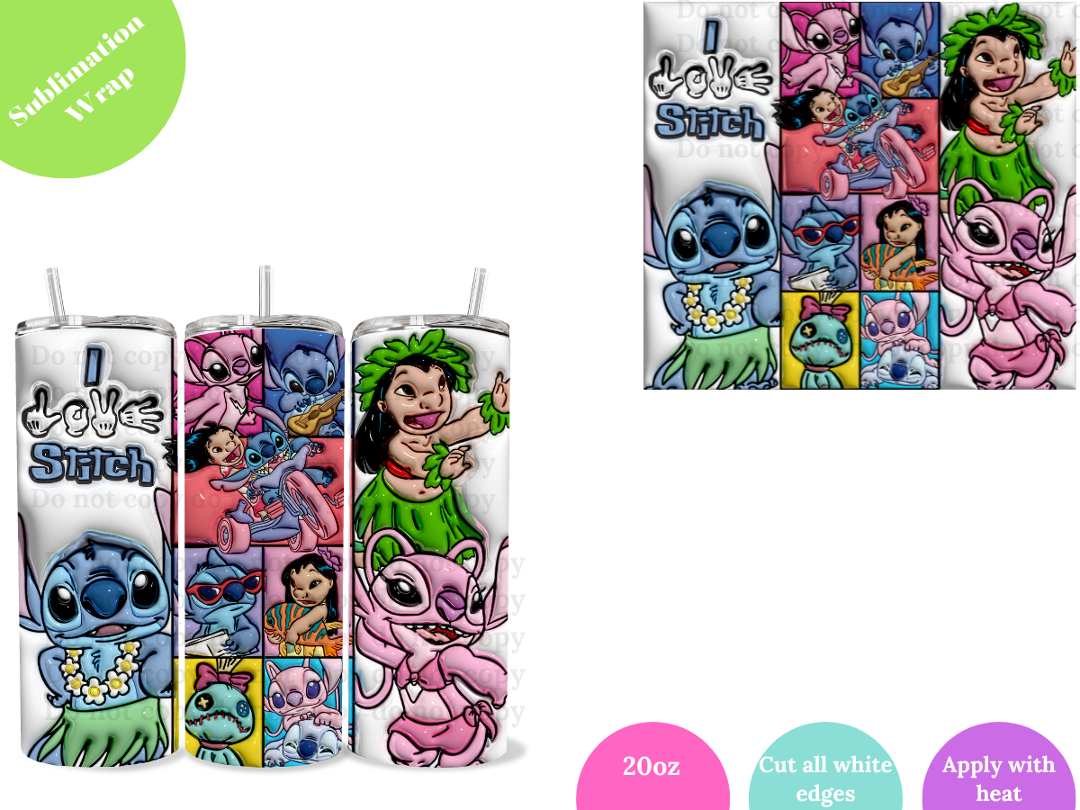 I Love Stitch **20oz Sublimation Wrap**