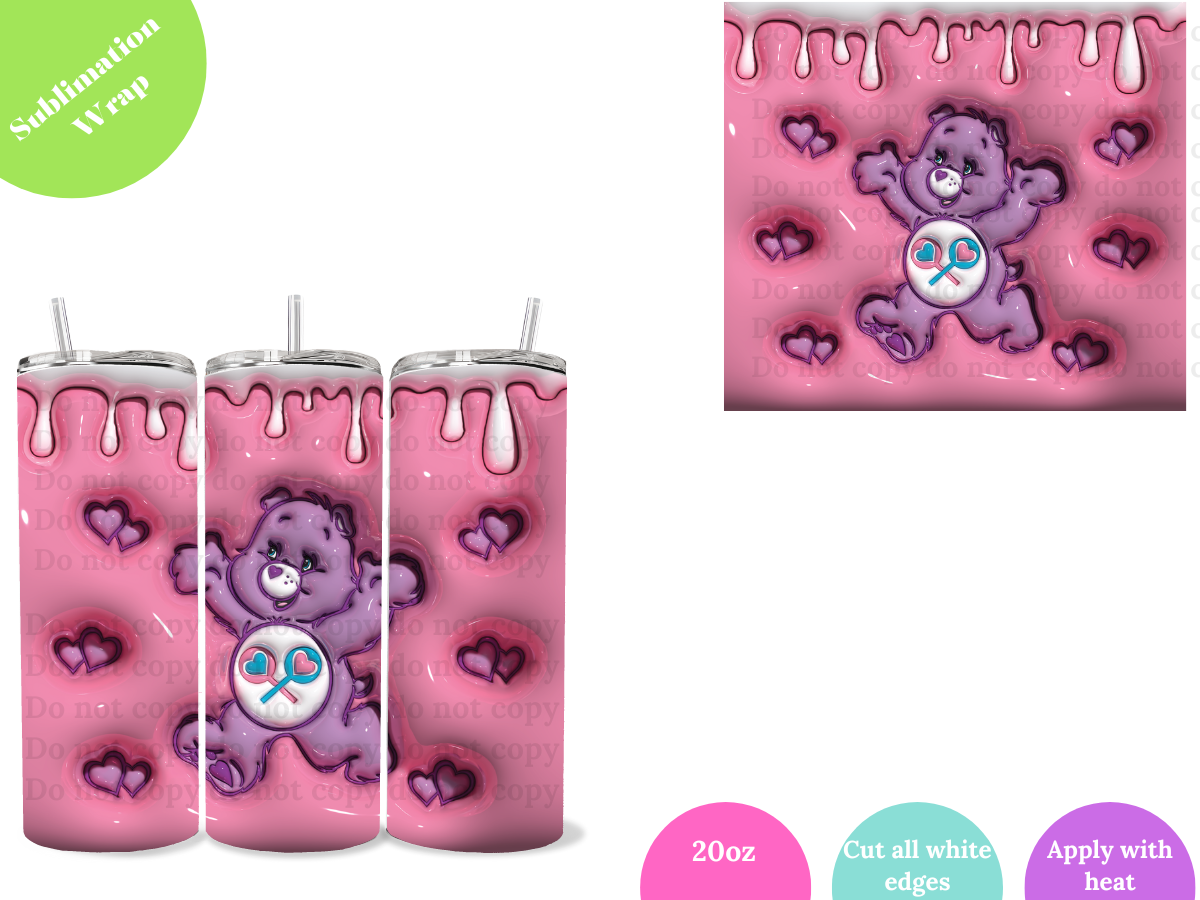 Light Purple Bear **20oz Sublimation Wrap**