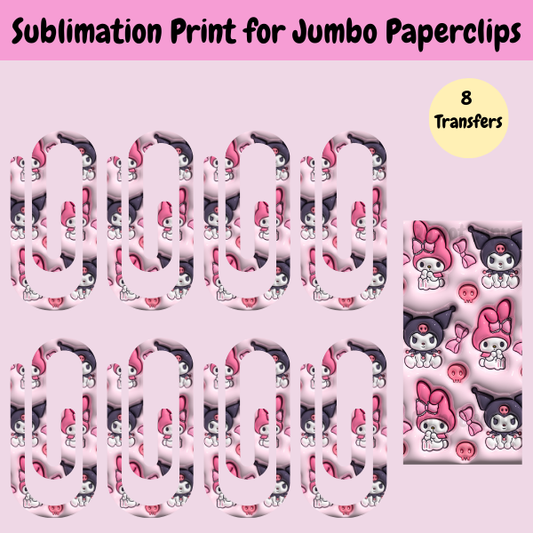 Kitty and Friends (pink) Jumbo Paperclip **Sublimation Transfer**