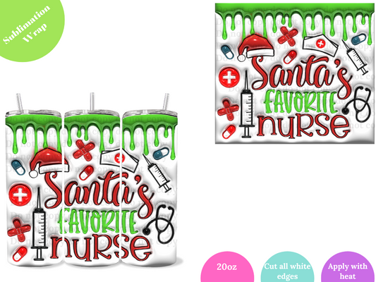 Santa's Favorite Nurse **20oz Sublimation Wrap**