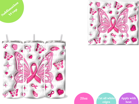 Pink Butterfly **20oz Sublimation Wrap**