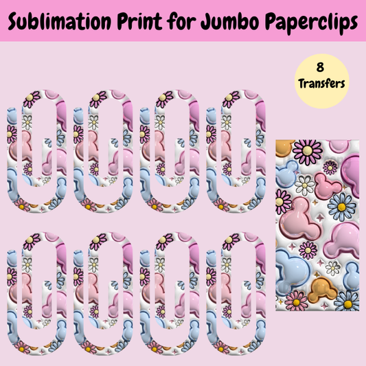 Floral Ears Jumbo Paperclip **Sublimation Transfer**