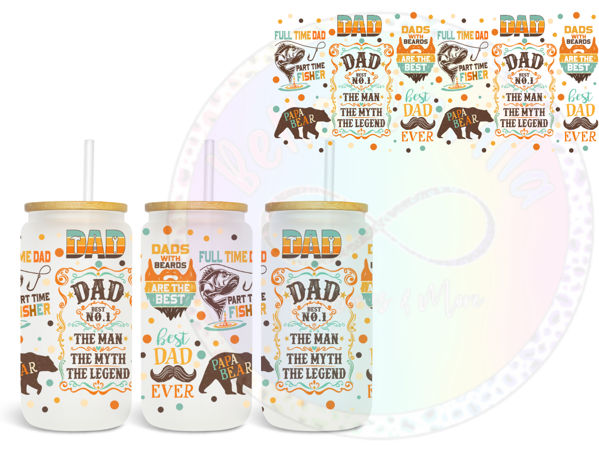 Dad No 1 (colorful) UV DTF Wrap