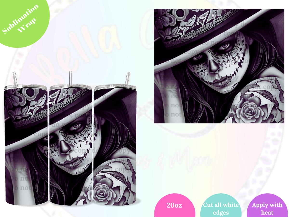 Calavera (black and white) 20oz Sublimation Wrap