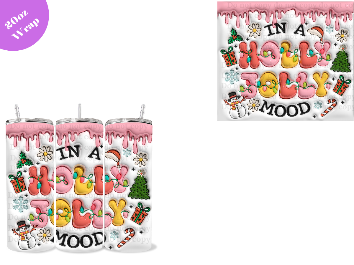 In a Holly Jolly Mood 20oz Sublimation Wrap