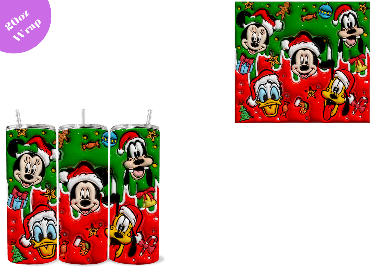 Ears and Friends red and green Xmas 20oz Sublimation Wrap