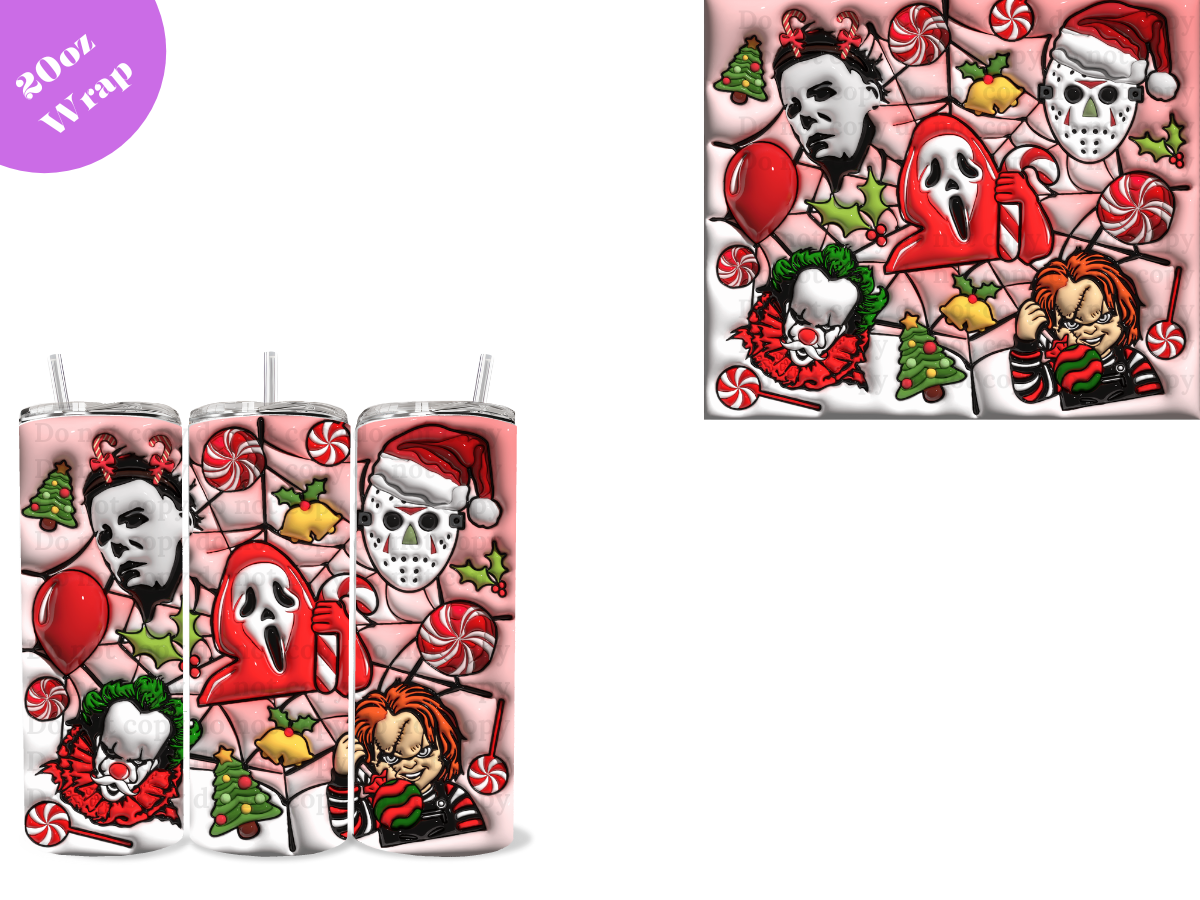 Creep Candy Cane Xmas 20oz Sublimation Wrap