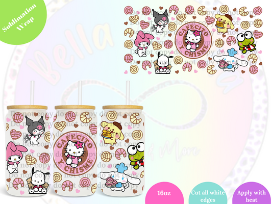 Kitty Cafecito y Chisme 16oz **Sublimation Wrap**