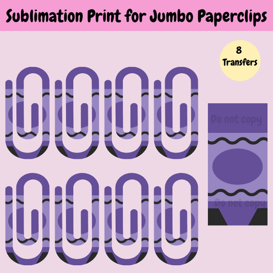 Purple Crayon Jumbo Paperclip **Sublimation Transfer**