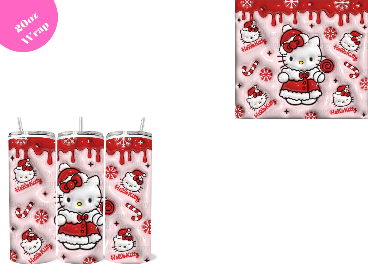 Kitty Red Candy Cane *20oz Sublimation Wrap*