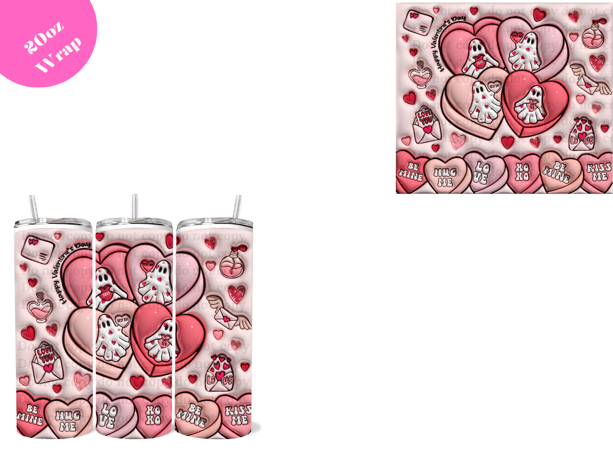 Happy Valentine's Day (ghost) *20oz Sublimation Wrap*