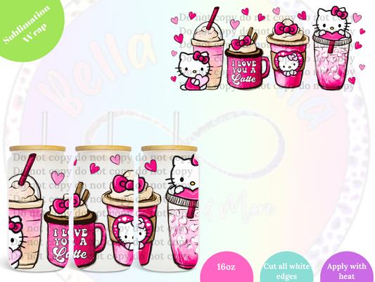 Pink Kitty Coffee 16oz **Sublimation Wrap**