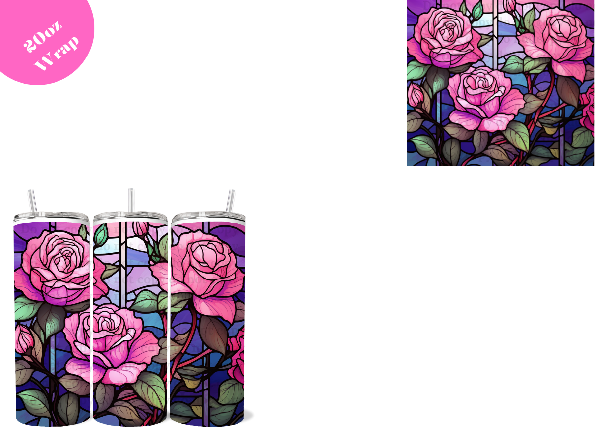 Pink Flowers *20oz Sublimation Wrap*