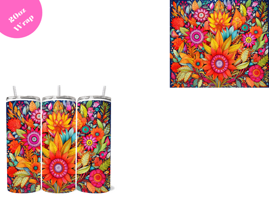Mexican Colorful Flowers **20oz VINYL Wrap**