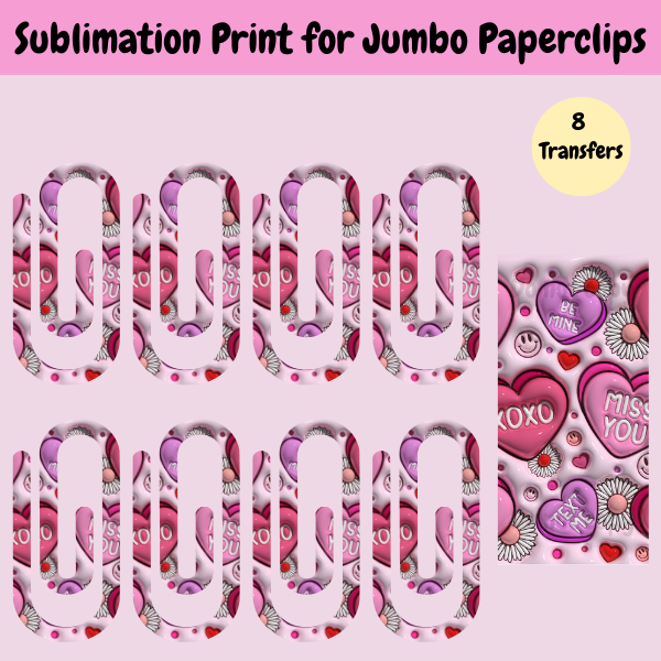 Pink Conversation Jumbo Paperclip **Sublimation Transfer**