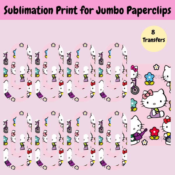 Kitty Floral Paperclip **Sublimation Transfer**