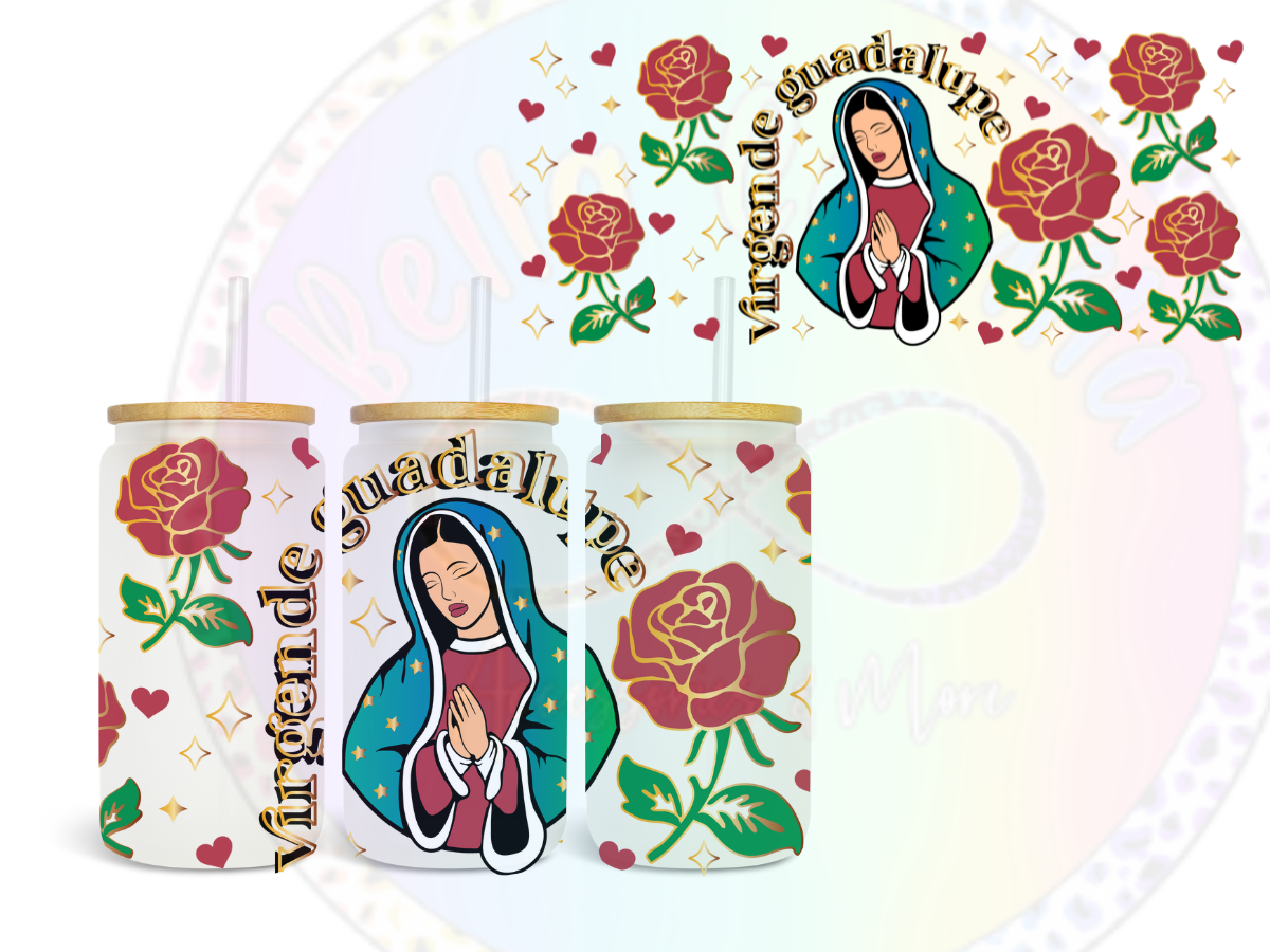 Virgen de Guadalupe Roses UV DTF Wrap