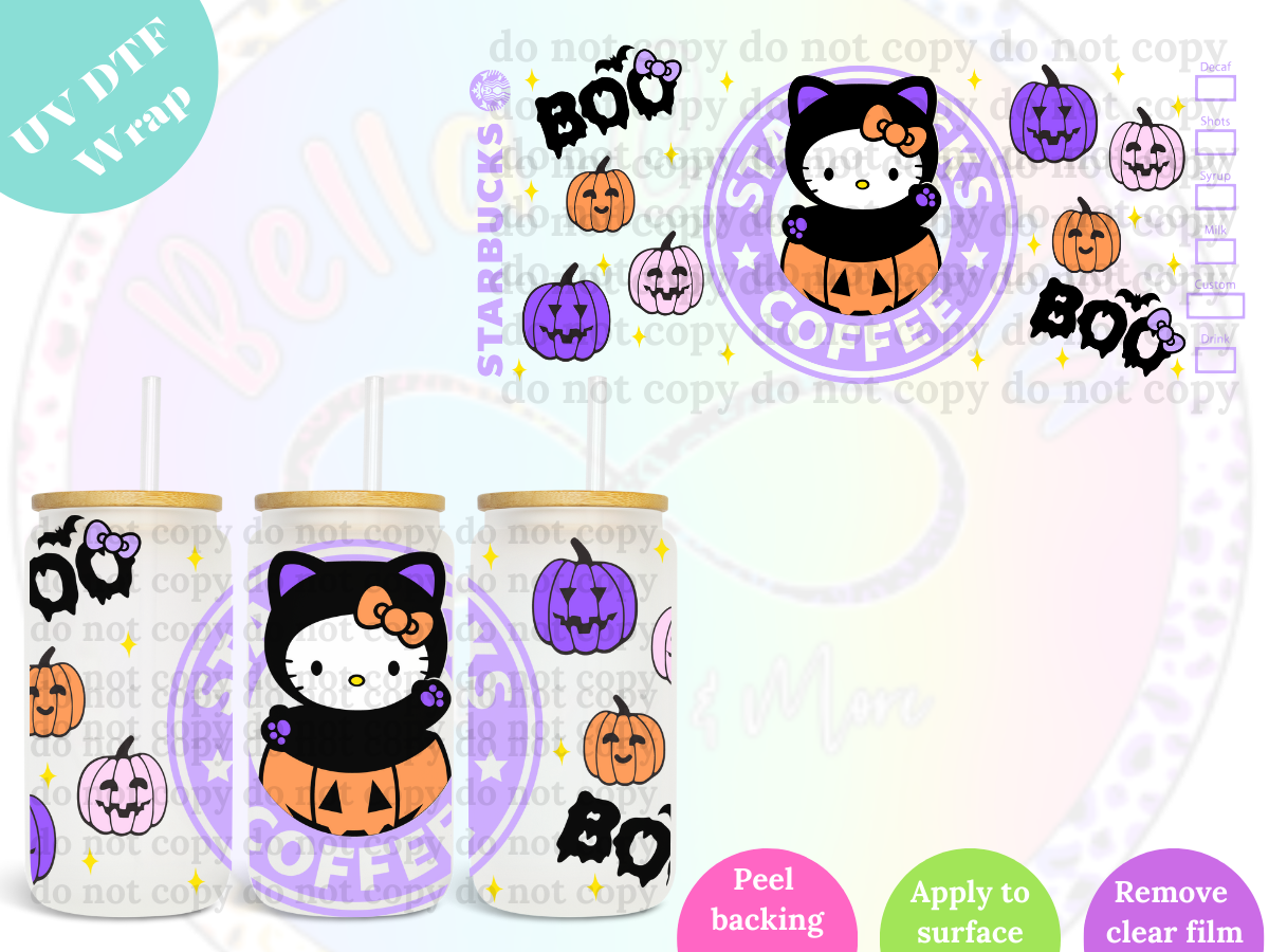 Kitty Bucks Halloween UV DTF Wrap