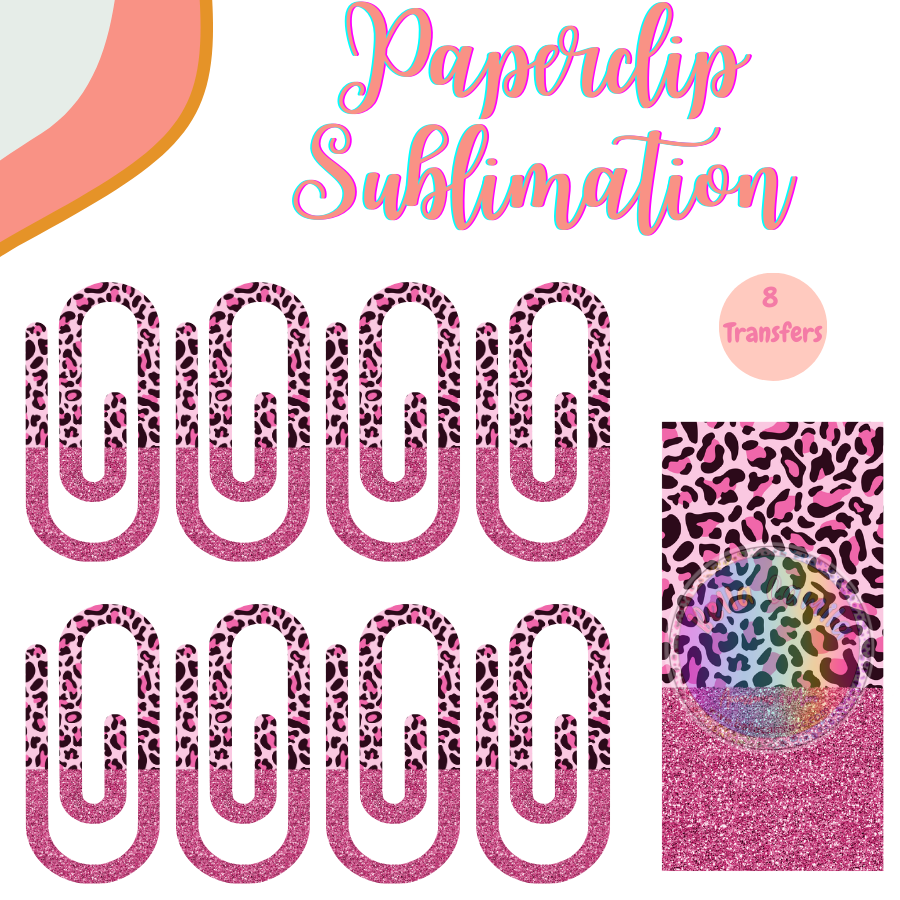 Dark Pink Leopard Paperclip **Sublimation Transfer**